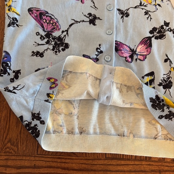 TALBOTS petite charming butterfly knit cardigan button up lightweight blue MP - Picture 10 of 10